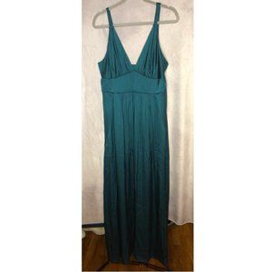 Long teal, silk dress